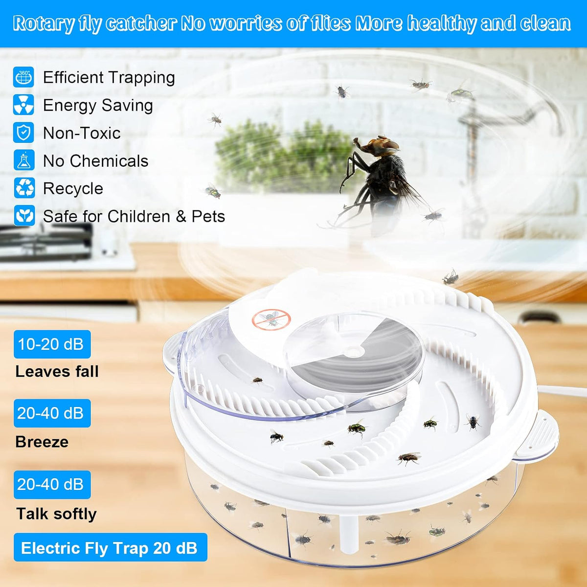 Electric Fly Trap Automatic Rotating Insect Catcher,Usb