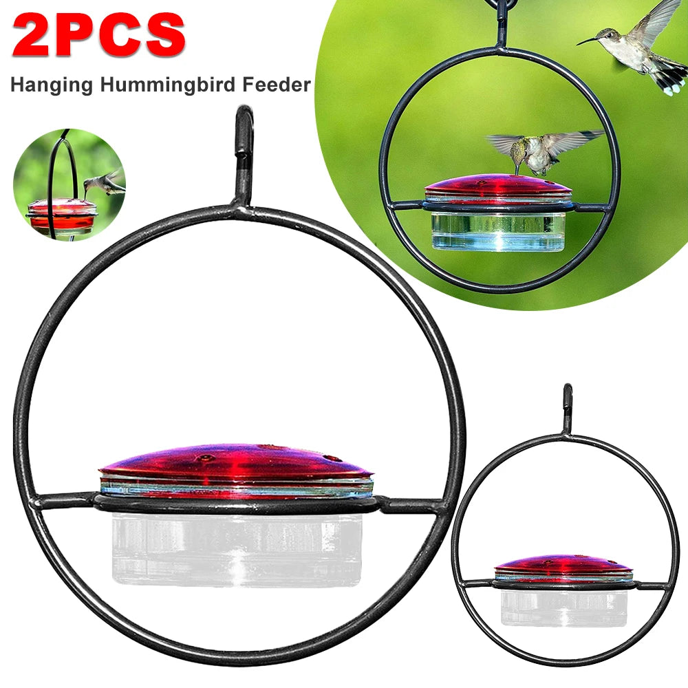 Hanging Hummingbird Feeder Circular Pet Bird Water Drinker Ant Bee Proof for Outdoor Courtyard Patio Garden Yard Window Decor