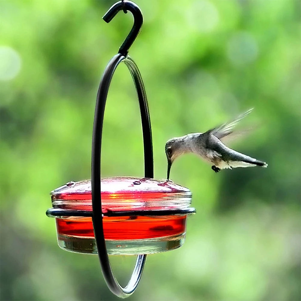 Hanging Hummingbird Feeder Circular Pet Bird Water Drinker Ant Bee Proof for Outdoor Courtyard Patio Garden Yard Window Decor